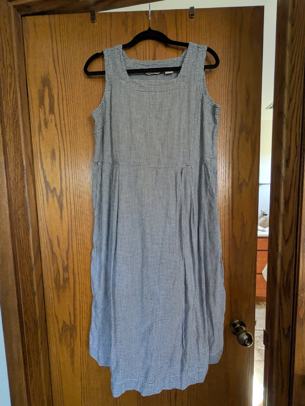 Sleeveless Black Gingham Midi Dress - Lightweight Summer Style